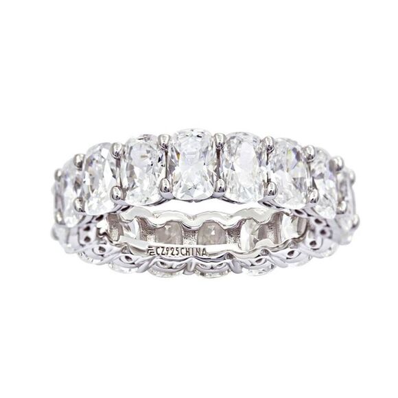 Spectacular 8.5 Ct. DIAMONIQUE Radiant Cut Eternity Style Band Ring Sz 8 - Picture 6 of 9